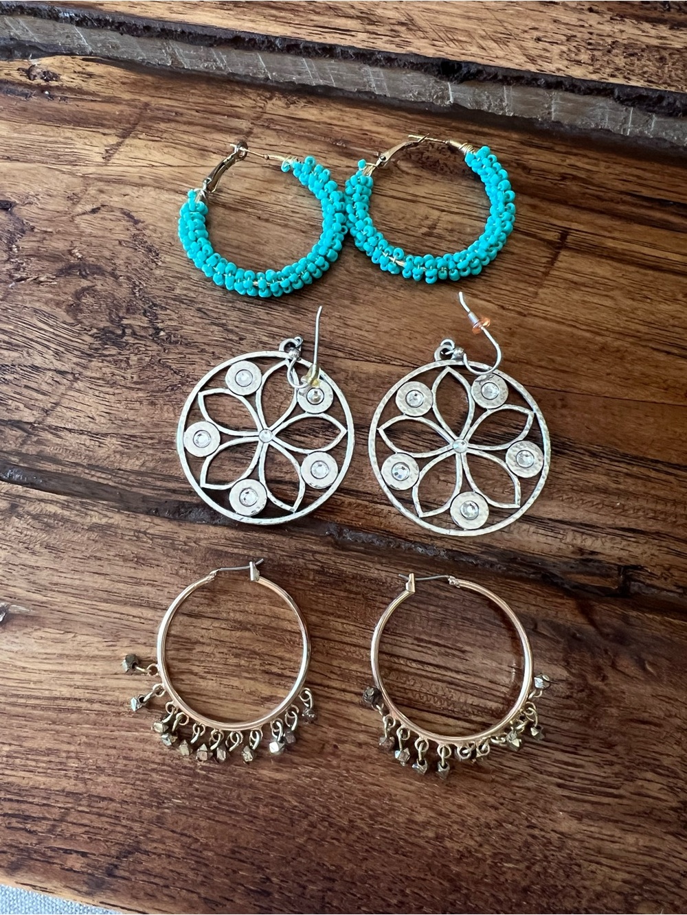 Set of 3 vintage hoop/disc earrings